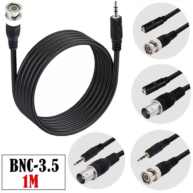 BNC to 3.5mm Adapter Cable RG59 Coaxial Male / Female For DVR Radio CCTV Surveillance Monitor Audio Signal Antenna Oscilloscope