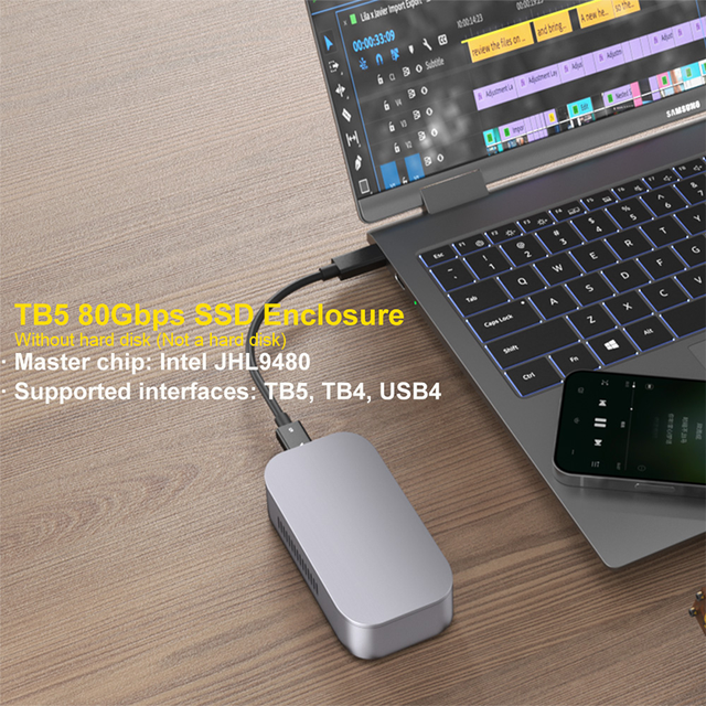 ULT-unite New Model Enclosure TB5 80Gbps Mvme SSD Enclosure Portable SSD External Hard Drive Case