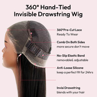 Perruque Lace Front 360 Sans Colle à Cordon Invisible Design, Bouclée Pré-Coiffée, Cheveux Humains Vierges HD Transparent avec Baby Hair