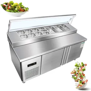 Refrigerador comercial de acero inoxidable para ensaladas, contenedor de refrigeración refrigerada