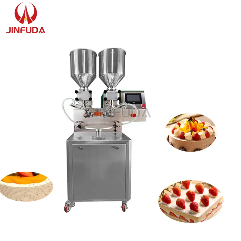 自動2ノズルティラミスバースデーケーキクリーム散布フロスティングマシンパーティーケーキミルクレープデコレーションマシン