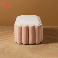 Banc ottoman long en tissu moderne et élégant, idéal pour appartement, salon, chambre, hôtel, bureau, hall d'entrée, événements