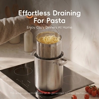 Olla freidora profunda de acero inoxidable 304 con cesta y tapa, olla multifuncional para pasta para cocina casera