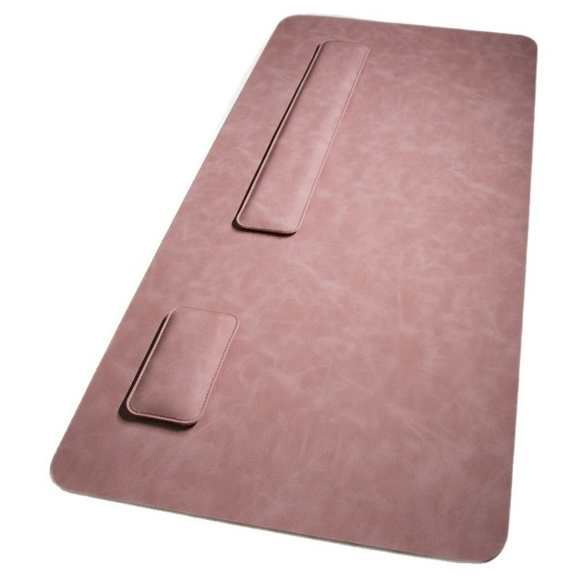 Crazy Horse Grain Mouse Pad Keyboard Wrist Rest Three-Piece Set Leather Memory Foam Wrist Support Double-sided Office Desk Stock