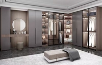 Armoire intégrée de luxe en bois massif coiffeuse combinaison armoire pour chambre à coucher-Design moderne vêtements de grande capacité