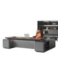 Bureau de direction moderne et luxueux, grand bureau en bois pour PDG avec tiroirs de rangement, mobilier de bureau haut de gamme