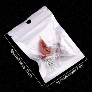 Cône hexagonal en résine argentée antique avec chaîne métallique courte, pierre précieuse naturelle en agate, divination Feng Shui - Product Image 3