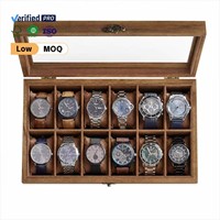 Boîte à montres en bois personnalisée avec logo, 12 emplacements, organiseur de rangement de luxe pour montres avec nom gravé au laser, idéal pour un cadeau d'entreprise