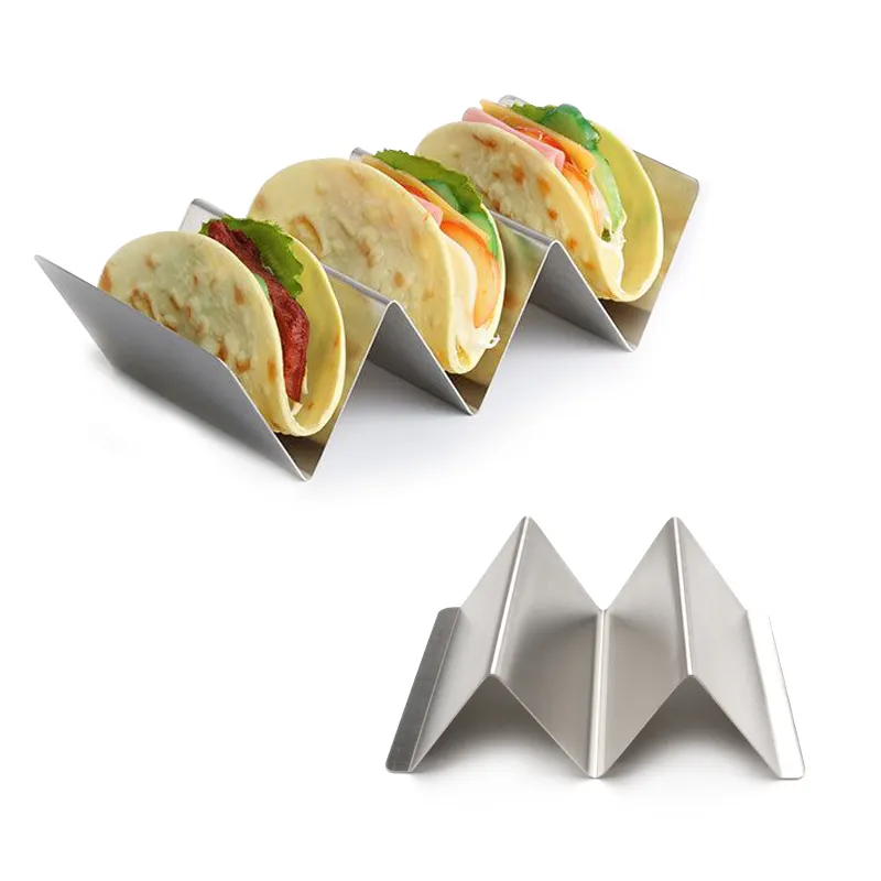 Taco Stand Holds Up To 3 Tacos Each as Plates Stainless Steel Taco holder
