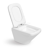 ORTONBATH Toilette suspendue monobloc en céramique sans bride, style européen moderne, double chasse, économie d'eau, siphon en P, confortable pour salle de bain