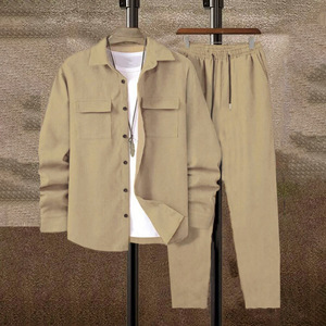 Conjunto <span class=keywords><strong>de</strong></span> Traje <span class=keywords><strong>Casual</strong></span> <span class=keywords><strong>para</strong></span> <span class=keywords><strong>Hombre</strong></span> <span class=keywords><strong>de</strong></span> Color Sólido con Camisa <span class=keywords><strong>de</strong></span> Manga Larga y Pantalones a Juego <span class=keywords><strong>para</strong></span> Uso Diario y Moda <span class=keywords><strong>Juvenil</strong></span> - Product Image 3