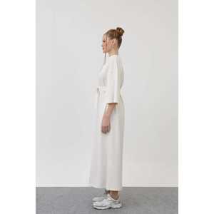 Robe de soirée basique pour femme, coupe trapèze, avec ceinture, col rond, taille naturelle, confortable, couleur vison - Product Image 6