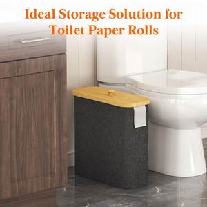 Custom Toilet <b>Paper</b> Storage <b>Holder</b> for 12 to 16 <b>Rolls</b> Free Standing Toilet <b>Paper</b> Basket Stand with Bamboo Lid - Product Image 2