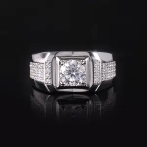 Abiding Competitive Pricing Custom Designs Jewelry Solid 9K 10K 14K 18K Gold 6.5mm Round Moissanite Diamond Ring For Men