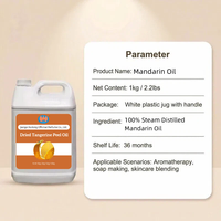Huile de Zeste de Mandarine Séchée Distillée à la Vapeur 100% Pure et Naturelle, Prix de Gros Fabricant pour Soins de la Peau et Diffuseurs