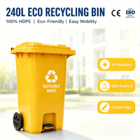 Vente directe d'usine, poubelle à pédale en plastique de grande capacité 240L, poubelle à deux roues pour le recyclage des déchets médicaux