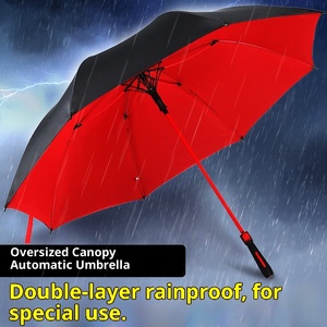 Durable a prueba de viento Sun <span class=keywords><strong>Rain</strong></span> Umbrella Mango largo Tamaño grande Hombres Semiautomático Reforzado Heavy <span class=keywords><strong>Rain</strong></span> Negro Diseño clásico - Product Image 2