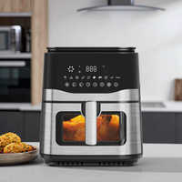 Friteuse à air électrique numérique moderne 9L carrée avec écran tactile, protection contre la surchauffe, nettoyage facile, cuisson rapide, idéale pour hôtels (version US)