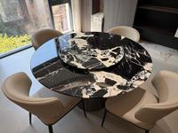 Table à manger de luxe en marbre noir Calacatta naturel, grande table à manger pour villa, ensemble table et chaises haut de gamme