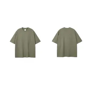 290gsm Плотная хлопковая рубашка с коротким рукавом оверсайз унисекс с круглым вырезом пустая рубашка с индивидуальным принтом логотипа