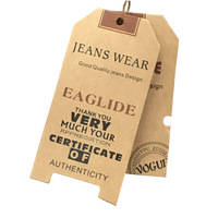 Étiquette suspendue vintage de luxe en papier kraft avec logo personnalisé estampé à chaud or pour sacs, vêtements en jean, cordon imprimé sérigraphié
