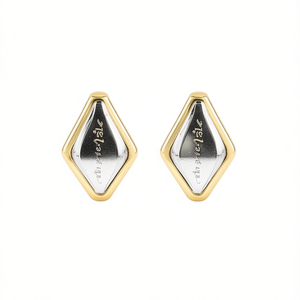 Orecchini a polsino da donna bicolore a rombo, gioielli geometrici vintage alla francese per uso quotidiano e feste - Product Image 1