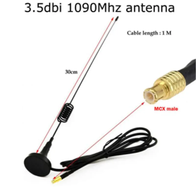 ANT0010 3.5DBi 1090Mhz ADS-BアンテナMCXオス空中磁気ベースRG1741M信号ブースター航空機アンテナFPVソフトウェアラジオ