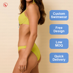 Custom Floral Print <b>Two</b> <b>Piece</b> Bikini <b>Set</b> Halter Neck Elastic Waist Spandex Polyester Swimwear Quick Dry Bodycon Design - Product Image 3