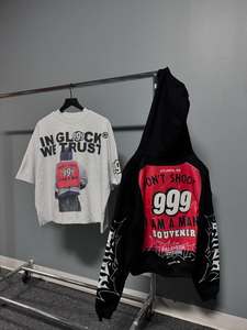 เสื้อยืดซักได้สำหรับผู้ชายทรงหลวมพิมพ์ลายปักโลโก้ขนาดใหญ่ที่กำหนดเองชิ้นเดียว - Product Image 3