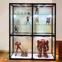 Vitrine de présentation pour figurines de collection avec éclairage LED, présentoir en verre pour figurines d'action, meuble de comptoir pour boîtes mystères, bijoux et jouets