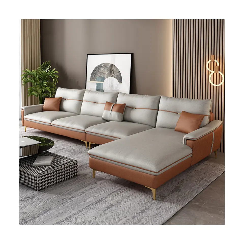 Tout nouvel ensemble de canapés inclinables en tissu hi-tech de haute qualité en forme de L canapés en cuir meubles de salon