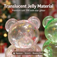 Jouet Squishy Oursons Gélifiés de Noël Mignons Transparents en Gelée, Animaux Souples à Remontée Lente, Jouets Sensoriels Anti-Stress à Pincer, Cadeaux de Fêtes