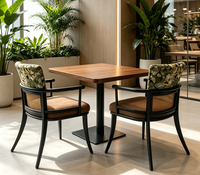 Chaise de salle à manger en rotin avec structure métallique, siège rembourré en cuir, style moderne, pour restaurant, café, bistrot, banquet
