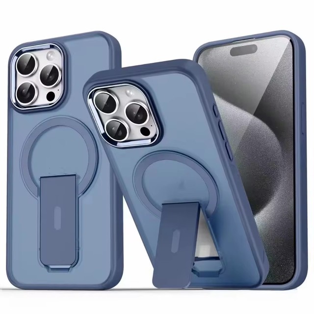 2024 New Luxury Magnetic Matte Phone Case for iPhone 11 12 13 14 15 16 Pro Max Plus Table Holder Stand Protective Cover