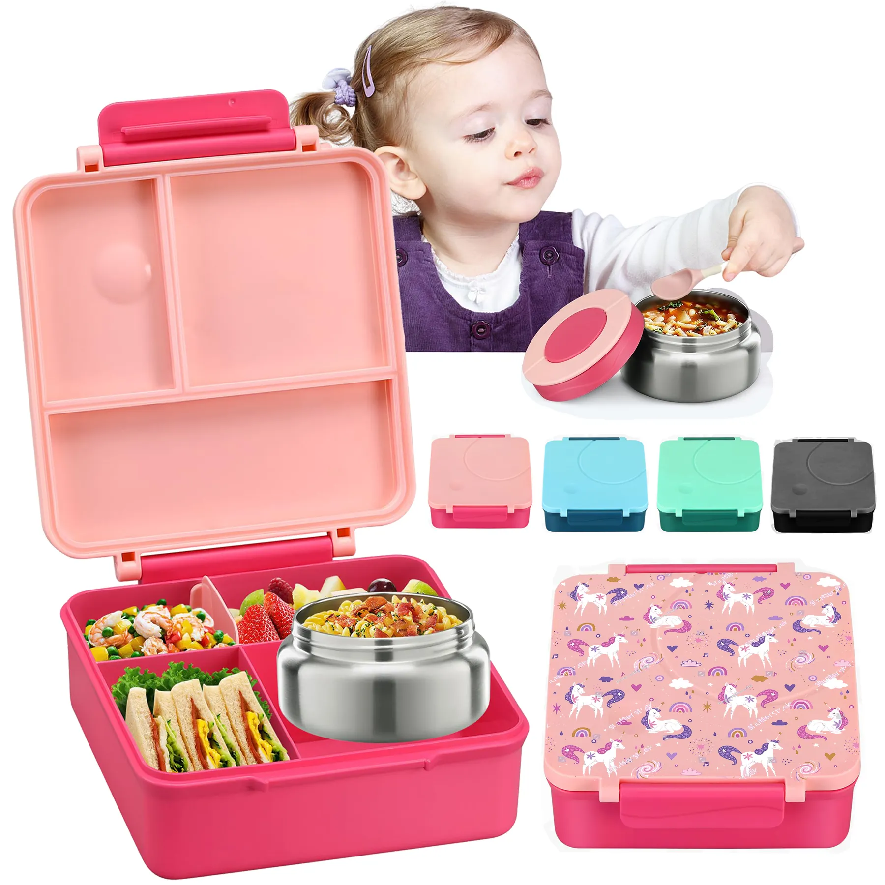 Hot Food Insulated Food Jar Kid Bento Box Food Container School Insulated Bento Lunch Box For Kids With 8oz Soup Thermo