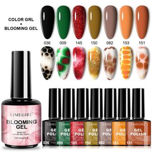 Limegirl Blooming <span class=keywords><strong>Gel</strong></span> 15ml Soak Off Nail Art Polish para Espalhar Efeito e Sete Cores Nail <span class=keywords><strong>Gel</strong></span> Polish Kit DIY Salon Use - Product Image 1