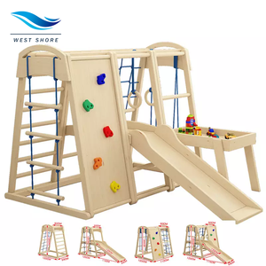 Montessori Baby Climber Wood Climbing Frame kids Piklers Climbing Wall With Gymnastic Rings Slide Set Indoor Playground