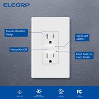 Prise décorative ELEGRP avec veilleuse, prise murale électrique avec éclairage LED intégré, prise résistante aux manipulations