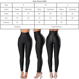 Leggings brillants pour femmes, taille haute, en similicuir, très élastiques, effet push-up, style athlétique, collants - Product Image 3