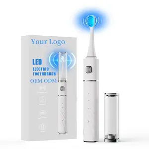 예약 구매 새로운 디자인 LED 치아 미백 깊은 청소 충전식 블루 라이트 성인용 전자 음파 칫솔