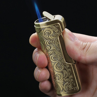 JIFENG T313 Cadeau Fête des Pères – Ensemble Coupe-Cigare et Briquet en Métal Gravé Style Rétro Classique, Finition Argent Antique/Bronze