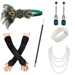 Ensemble d'accessoires de costume Flapper <span class=keywords><strong>Gatsby</strong></span> des années 20 : Bandeau, Collier de perles, Gants, Porte-cigarette, Pique à cigarette – Kits Flapper des années 20 - Product Image 4