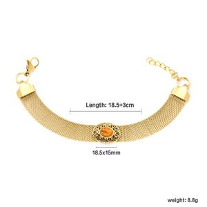 Vente en gros de bijoux de mode en acier inoxydable plaqué or 18 carats, bracelets chaîne cœur en zircon coloré et bracelets maille épaisse en pierres précieuses - Product Image 4