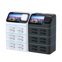 Borne de recharge rapide à 12 emplacements pour location de panneaux publicitaires personnalisés, partage de batteries externes, distributeur automatique, station de charge de téléphones portables, microphone