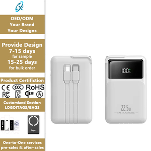 Batterie externe portable avec <span class=keywords><strong>prise</strong></span> secteur, haute capacité 20000 mAh, charge rapide 30W, câble 2-en-1 pour téléphone, PVC, faible MOQ: 1 - Product Image 1