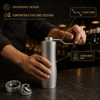 Moulin à café manuel en gros F18S, configuration premium, double roulement, meule conique, alliage d'aluminium de qualité aéronautique