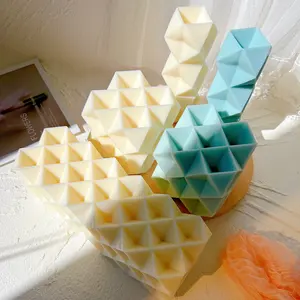 方形钻石方形蜡烛模具几何支柱大豆蜡装饰艺术抽象简约硅胶模具