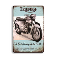 Fábrica al por mayor personalizado de alta calidad impreso y en relieve Vintage motocicleta coche bicicleta pared decoración Metal estaño signos