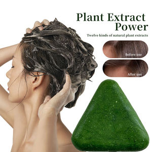 Doğal Bitkisel Yedi Yeşil Üçgen Katı Usman Çimi Şampuan Sabunu Saç Yağı Kontrolü ve Kepek Giderme İçin - Product Image 4