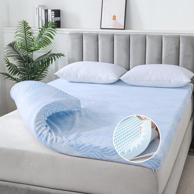 King Size Cooling Gel Memory Foam Mattress Topper Pressure Relief OEKO-TEX Certified Extra Thick Pillowtop Cover Hotel Bedroom